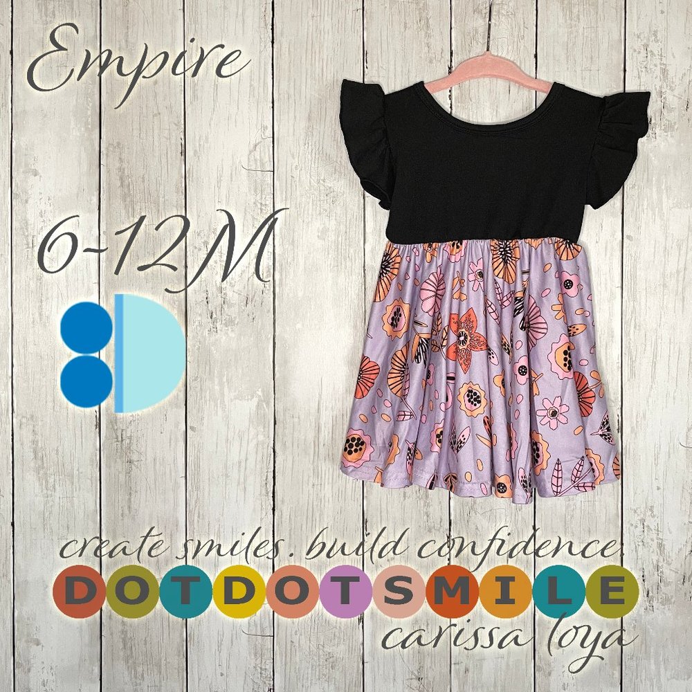 DotDotSmile Empire Purple Flower Print Dress